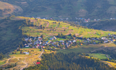 view to small village in mountain