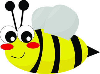 vector image 
of a yellow bee, insect, animal cartoon, illustration, art, symbol, logo,