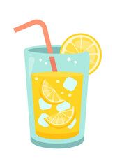 Glass of cold lemonade. Vector illustration