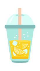 Lemon cocktail in glass. Vector illustration