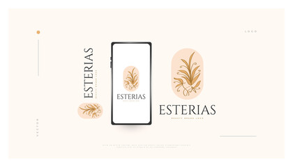 Elegant Flower Logo Design with Minimal Linear Style, Suitable for Spa, Beauty, Jewelry, Salon or Cosmetic Brand. Hand Drawn Floral or Botanical Logo Illustration