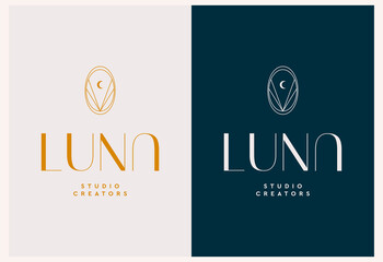 Vector abstract modern set logo design templates in trendy linear style in golden colors - luxury and jewelry concepts for exclusive services and products, beauty and spa industry