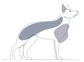 dog drawing by one continuous line, sketch, vector