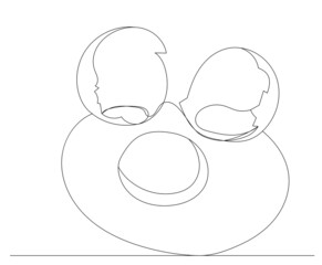 broken egg drawing by one continuous line, sketch