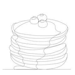 pancakes one continuous line drawing, sketch, isolated, vector