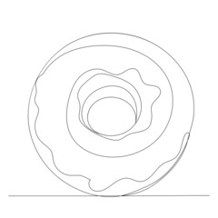 donut one continuous line drawing, sketch, isolated, vector