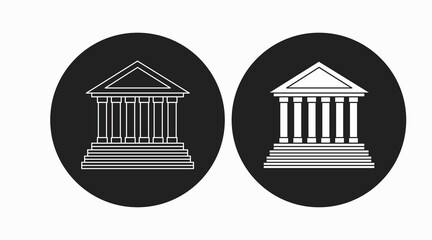 Bank building facade icon. Vector isolated flat editable illustration set