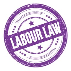 LABOUR LAW text on violet indigo round grungy stamp.