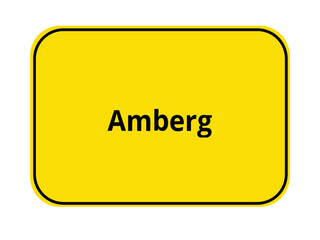 Ortseingangsschild - orange / gelb - Amberg