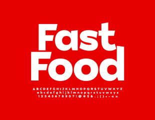 Vector bright Poster Fast Food. Modern Creative Font. Trendy Alphabet Letters and Numbers