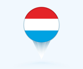 Map pointer with flag of Luxembourg.