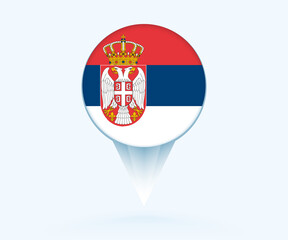 Map pointer with flag of Serbia.