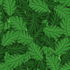 Fashionable, bright seamless background with tropical leaves. Pattern for printing on material and paper.