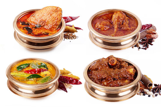 Mutton curry chicken curry fish curry and sambar
