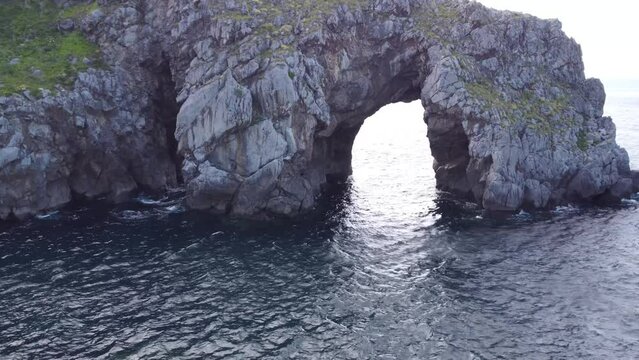 aerial view of the stairway of Gaztelugatxe in the Basque coast