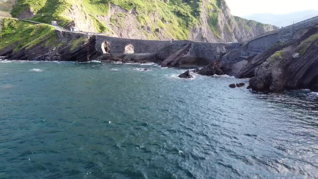 aerial view of the stairway of Gaztelugatxe in the Basque coast