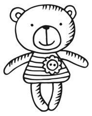 Textile bear toy. Soft fabric cute animal