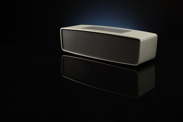 Horizontal sound speaker isolated on black  background.