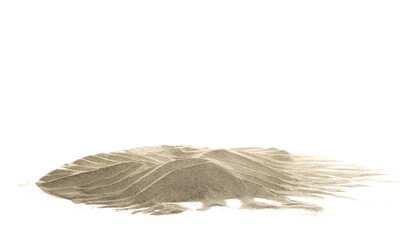 Fototapeta na wymiar Desert sand pile, dune isolated on white background and texture 