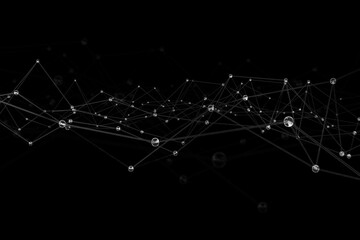 Abstract science and tech futuristic transparent geometric polygonal sphere background. Glassy liquid plexus connection structure 3d illustration