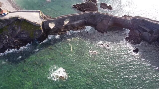 aerial view of the stairway of Gaztelugatxe in the Basque coast