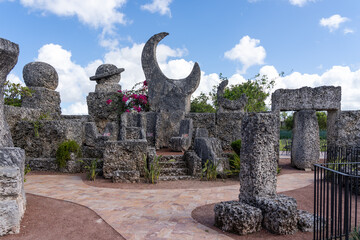 Homestead, FL, USA - January 1,  2022: Coral Castle Museum is shown in  Homestead near Miami, FL,...