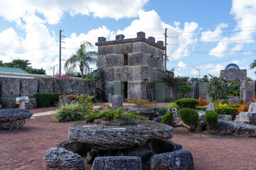 Homestead, FL, USA - January 1,  2022: Coral Castle Museum is shown in  Homestead near Miami, FL,...