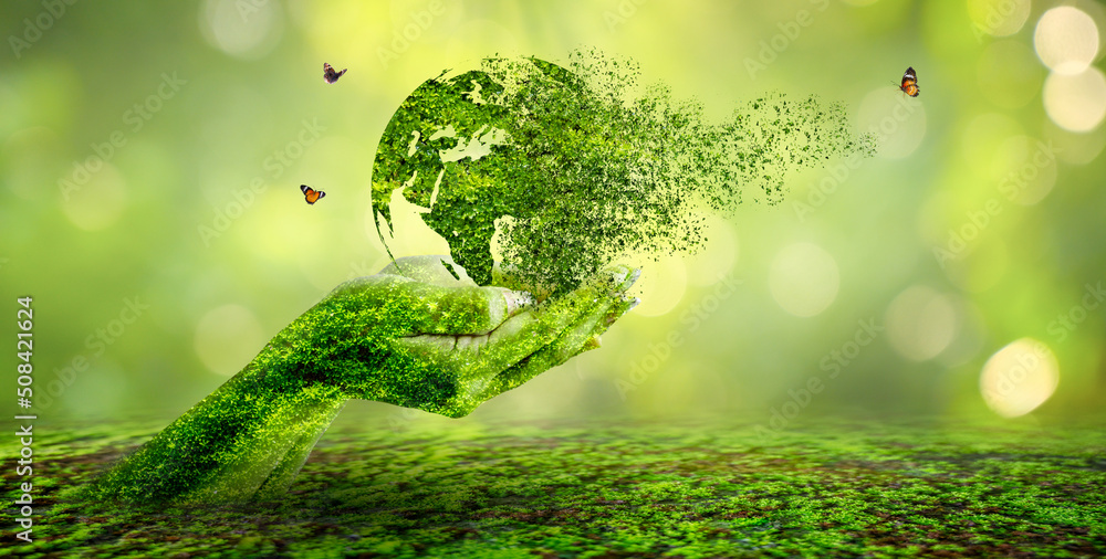 Wall mural a world that is collapsing and disintegrating the concept of environmental conservation.