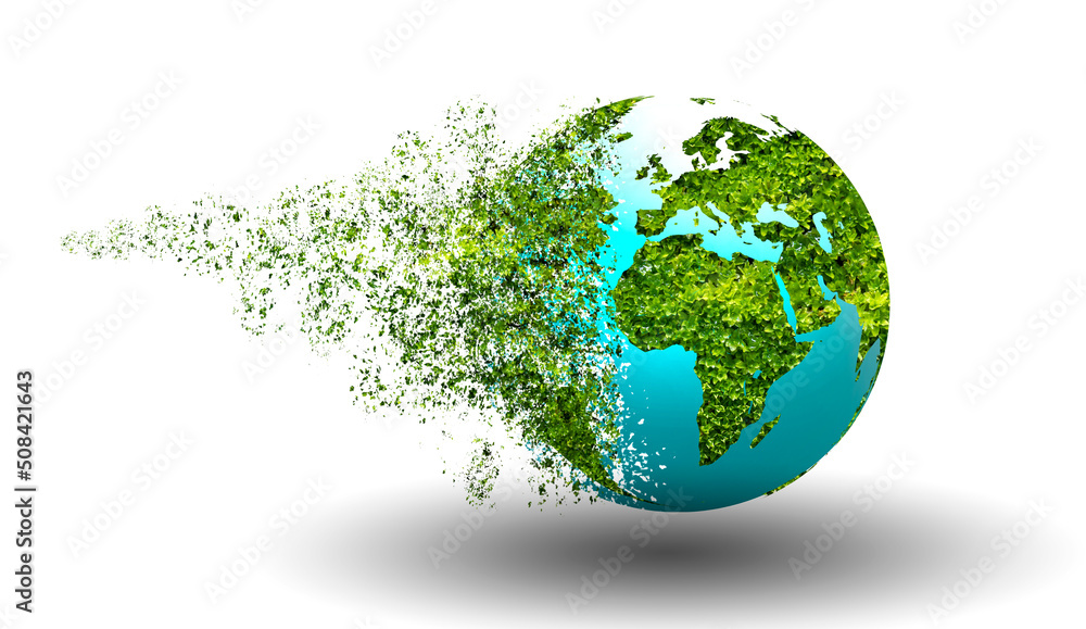 Wall mural a world that is collapsing and disintegrating the concept of environmental conservation.