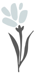 Blue flower print. Decorative plant ornament element