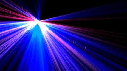 rising of a bright star. bright rays on black background. bright purple rays