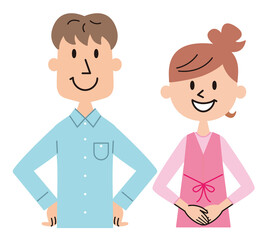 若い　カップル　夫婦　イラスト