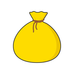 Yellow bag of money. Vector image, isolated on white background