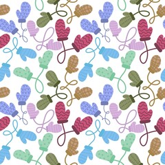 Winter gloves seamless pattern for fabrics and textiles and packaging and Christmas gifts and kids and wrapping paper
