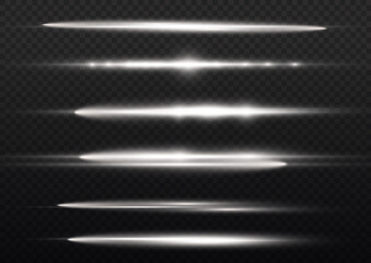 Horizontal light rays, white line, flash glare