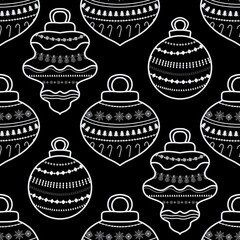 New year seamless Christmas tree balls pattern for fabrics and packaging and gifts and linens and kids