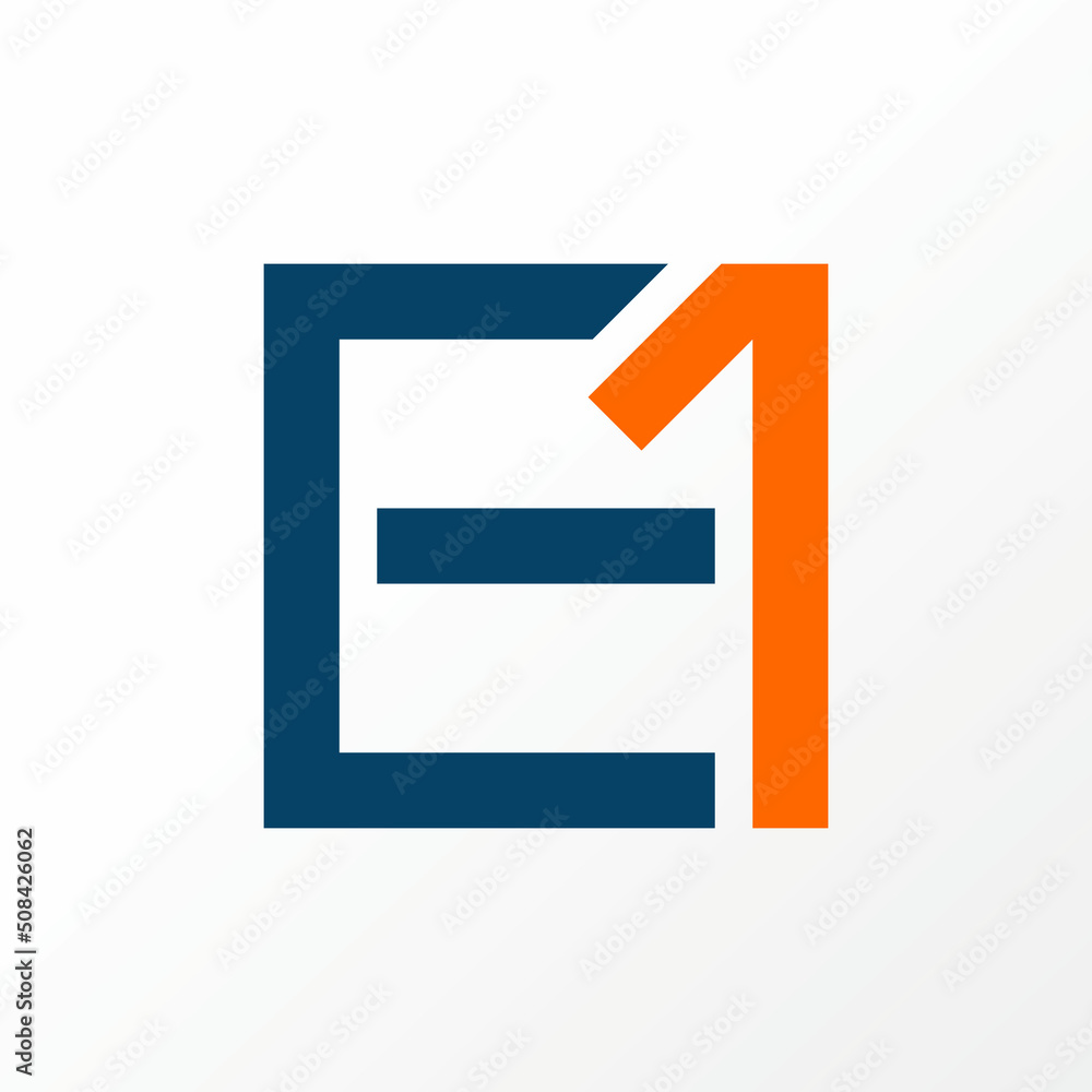 Poster Unique but simple letter or word E1 sans serif font on square shape image graphic icon logo design abstract concept vector stock. Can be used as a symbol related to monogram or initial