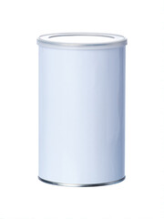 white paper jar with metal bottom and plastic lid.