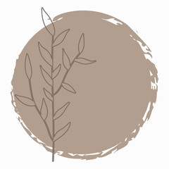 Fototapeta premium Boho leaf element with shape. Aesthetic illustration of a leaflet. Vector boho style illustration.