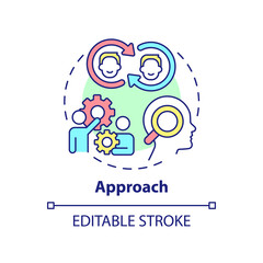 Approach concept icon. Sales process abstract idea thin line illustration. Salesperson attitude to selling products. Isolated outline drawing. Editable stroke. Arial, Myriad Pro-Bold fonts used
