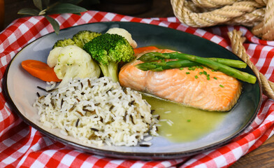 salmon with rice