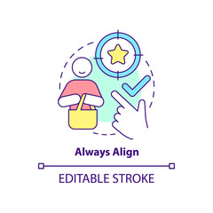 Always align concept icon. Component of communication abstract idea thin line illustration. Customer needs and wants. Isolated outline drawing. Editable stroke. Arial, Myriad Pro-Bold fonts used