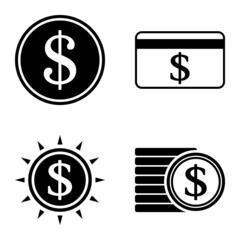 Dollar Flat Icon Set Isolated On White Background