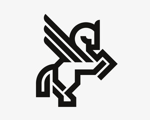 Horse modern logo. Pegasus heraldic emblem design editable for your business. Vector illustration.