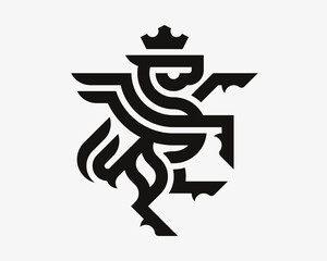 Horse modern logo. Pegasus heraldic emblem design editable for your business. Vector illustration.