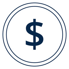 Dollar coin icon. Metal cash money symbol