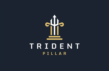 Pillar trident logo icon design  template flat vector