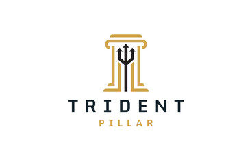 Pillar trident logo icon design  template flat vector - obrazy, fototapety, plakaty