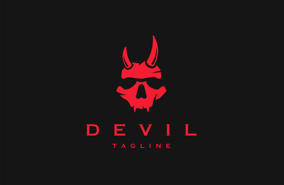Devil logo icon design template flat vector