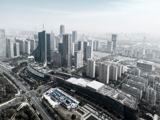 Fototapeta na wymiar Aerial photography of modern architectural landscape of Hefei city, China